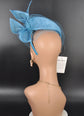 Teal Blue Sinamay Fascinator Hat: Sculpted Bow & Netting