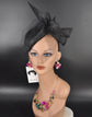 Elegant Black Sinamay Fascinator: Sculpted Bow Derby Hat