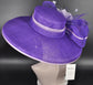 Purple Sinamay Kentucky Derby Hat: Feathered Wide Brim Ascot Hat