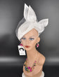 Elegant White Sinamay Fascinator Hat: Sculpted Bow & Netting