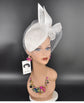 Elegant White Sinamay Fascinator Hat: Sculpted Bow & Netting