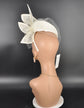 Off White Sinamay Fascinator Hat: Sculpted Bow & Netting - Derby, Wedding, Tea Party