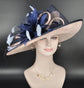 Sinamay Kentucky Derby Hat: Dusty Pink Feather Flower Wide Brim