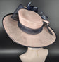 Sinamay Kentucky Derby Hat: Dusty Pink Feather Flower Wide Brim
