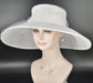 White Sinamay Kentucky Derby Hat: Wide Brim Netting Bow Ascot Hat