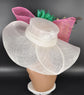 Feather Flower Kentucky Derby Hat: Wide Brim Sinamay Tea Party Hat