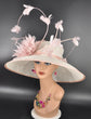 Blush Pink Kentucky Derby Hat: Wide Brim Feathered Sinamay Church Hat