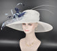 White Navy Blue Powder Blue Wide Brim Sinamay Hat For Kentucky Derby, Ascot Royal, Mother Of The Bride, Tea&Garden Party,Church, Wedding