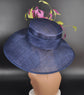 Navy Kentucky Derby Hat: Feather Flowers, Royal Ascot Tea Party Hat
