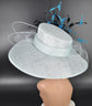 Wide Brim Sinamay Kentucky Derby Hat: Powder Blue Feathered Church Hat