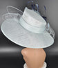 Wide Brim Sinamay Hat Church Kentucky Derby Hat Carriage Tea Party Wedding Hat Powder Blue with  Navy Blue Oaks day hat