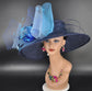 Navy, Teal, and Powder Blue Wide Brim Kentucky Derby Hat, Ascot Hat for Wedding & Tea Party, Garden Party Hat, Mother of the Bride, Church