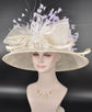 Kentucky Derby Hat: Ivory Feather Flower Sinamay Church Hat