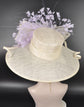 Kentucky Derby Hat: Ivory Feather Flower Sinamay Church Hat