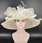 Ivory Kentucky Derby Hat: Sinamay Feather Flower Wedding Tea Party