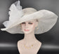 Ivory Sinamay Kentucky Derby Hat: Jumbo Silk Flower Wide Brim