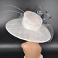 White Navy Blue Powder Blue Wide Brim Sinamay Hat For Kentucky Derby, Ascot Royal, Mother Of The Bride, Tea&Garden Party,Church, Wedding