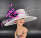 Wide Brim Sinamay Kentucky Derby Hat: Feather Flower Wedding Church Hat