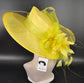 Yellow Sinamay Kentucky Derby Hat: Wide Brim Feathered Church Hat