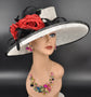 Wide Brim Sinamay Kentucky Derby Hat: Red Rose Ascot Hat