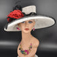 Wide Brim Sinamay Kentucky Derby Hat: Red Rose Ascot Hat