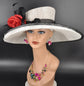 Wide Brim Sinamay Kentucky Derby Hat: Red Rose Ascot Hat