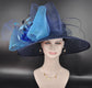 Navy, Teal, and Powder Blue Wide Brim Kentucky Derby Hat, Ascot Hat for Wedding & Tea Party, Garden Party Hat, Mother of the Bride, Church