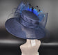 Wide Brim Sinamay Kentucky Derby Hat: Navy, Teal, and Powder Blue
