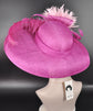 Fuchsia Pink Wide Brim Kentucky Derby Hat, Ascot Hat for Wedding & Tea Party, Garden Party Hat, Mother of the Bride, Church ,Oaks Day