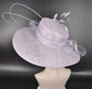 Lilac Sinamay Wide Brim Hat: Feather Flower Kentucky Derby Hat