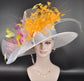 Wide Brim Sinamay Kentucky Derby Hat: Feather Floral Tea Party Wedding