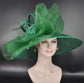 Green Sinamay Derby Hat: Wide Brim Kentucky Race Day Hat