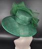Green Sinamay Derby Hat: Wide Brim Kentucky Race Day Hat