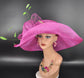 Fuchsia Pink Sinamay Kentucky Derby Hat: Wide Brim Wedding Church Hat