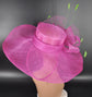 Fuchsia Pink Sinamay Kentucky Derby Hat: Wide Brim Wedding Church Hat