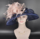 Wide Brim Sinamay Kentucky Derby Hat: Feather Flower Tea Party Hat