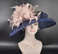 Wide Brim Sinamay Kentucky Derby Hat: Feather Flower Tea Party Hat