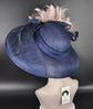 Wide Brim Sinamay Kentucky Derby Hat: Feather Flower Tea Party Hat