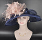 Wide Brim Sinamay Kentucky Derby Hat: Feather Flower Tea Party Hat