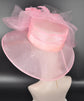 Pink Organza Kentucky Derby Hat: Medium Brim Wedding Tea Party Hat