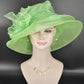 Green Organza Kentucky Derby Hat: Medium Brim Wedding Tea Party Hat