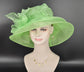 Green Organza Kentucky Derby Hat: Medium Brim Wedding Tea Party Hat