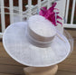 Wide Brim Sinamay Kentucky Derby Hat: Hot Pink Feather Church Hat