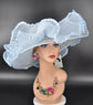 Powder Blue Sinamay Kentucky Derby Hat: Wide Brim Crin Wave