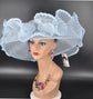 Powder Blue Sinamay Kentucky Derby Hat: Wide Brim Crin Wave