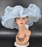 Powder Blue Sinamay Kentucky Derby Hat: Wide Brim Crin Wave