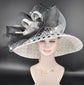 Church Kentucky Derby Hat Carriage Tea Party Wedding Wide Brim  Royal Ascot Horse Race Oaks day hat White w Black Polka Dot