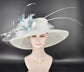 Wide Brim Sinamay Kentucky Derby Hat: White & Powder Blue