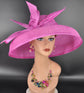 Fuchsia Sinamay Dome Hat: Wide Brim Kentucky Derby Tea Party Hat