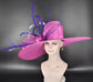 Fuchsia Pink W Purple Royal Ascot Horse Race Oaks day hat Carriage Tea Party Wedding Kentucky Derby Hat Party Hat Wide Brim  Wide Brim Hat